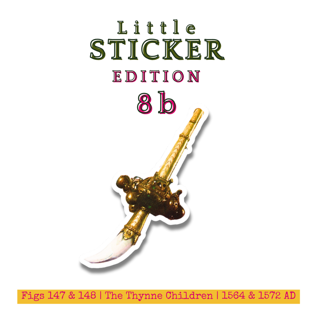 Little Sticker Of History Edition 8b | Fig 152 - Whistle & Bells Rattle With Bear Tooth | Single Vinyl Sticker