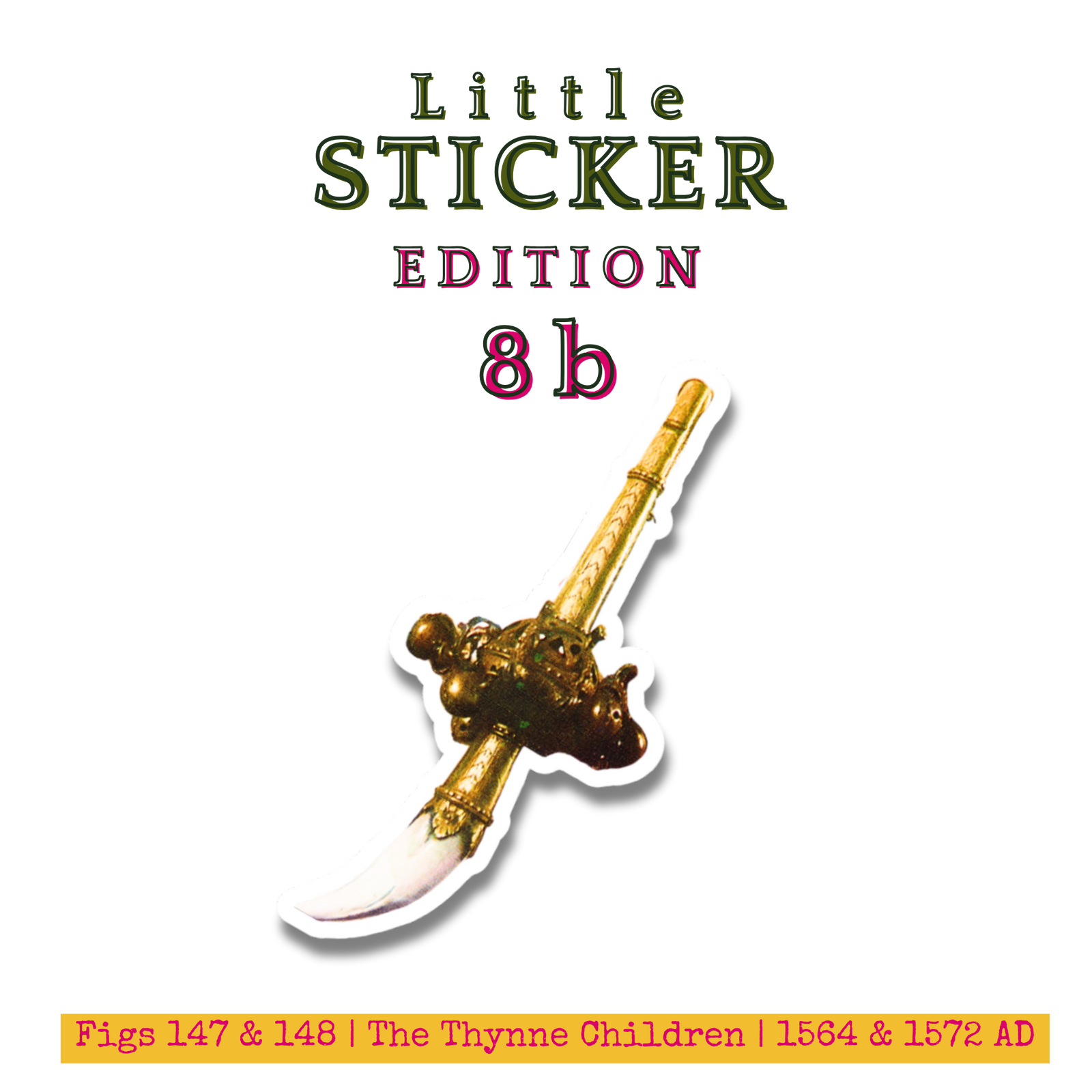 Little Sticker Of History Edition 8b | Fig 152 - Whistle & Bells Rattle With Bear Tooth | Single Vinyl Sticker